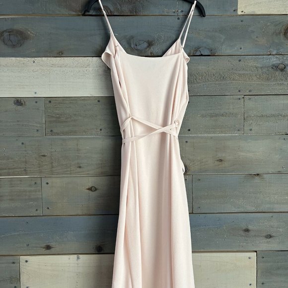 NWOT Blush Ruffled Chiffon Midi Wrap Flowy Dress Pink Size 12 - Picture 5 of 10